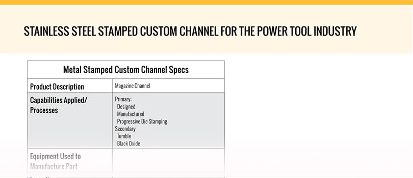Stainless Steel Stamped Custom Channel Specs