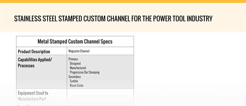 Stainless Steel Stamped Custom Channel Specs Stainless Steel Stamped Custom Channel Specs